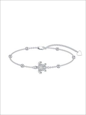 Diamond Turtle Bracelet in 925 Sterling Silver, Ocean Jewelry Gift